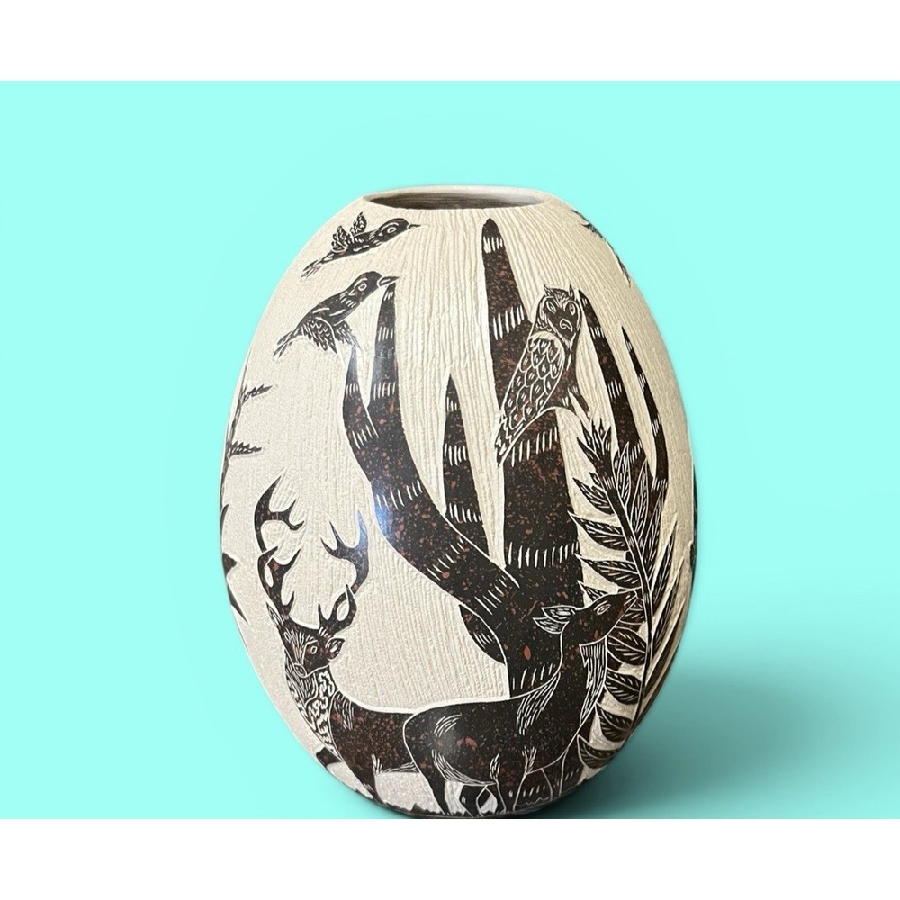 Mata Ortiz Pottery Deer Buck Doe Olla Vase David Bejarano Fine Art Clay Mexican - Picture 2 of 14